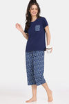 Rosaline Disco Daze Knit Cotton Capri - Ocean Cavern — thumbnail 4
